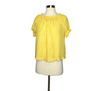 Laundry‎ by Shelli Segal Women Yellow Short Sleeve Blouse Size Small